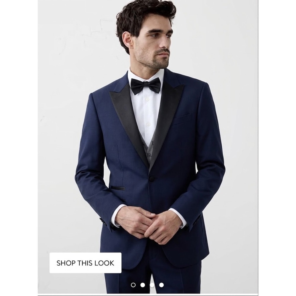 Banana Republic Mens Tailored Fit Luxe Tuxedo Suit Jacket Navy Blue 40R Blazer